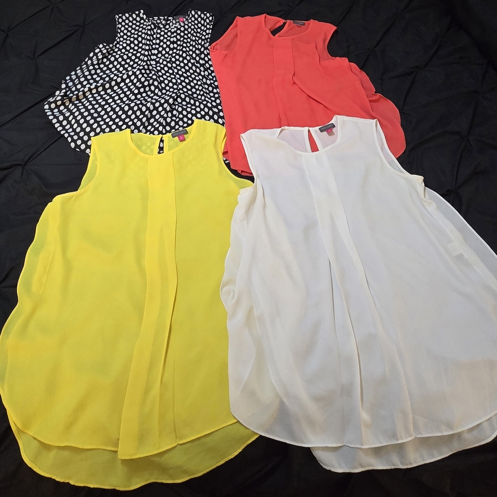 Vince Camuto Women's Blouses LOT - White, Yellow, Red, Black Polka Dot